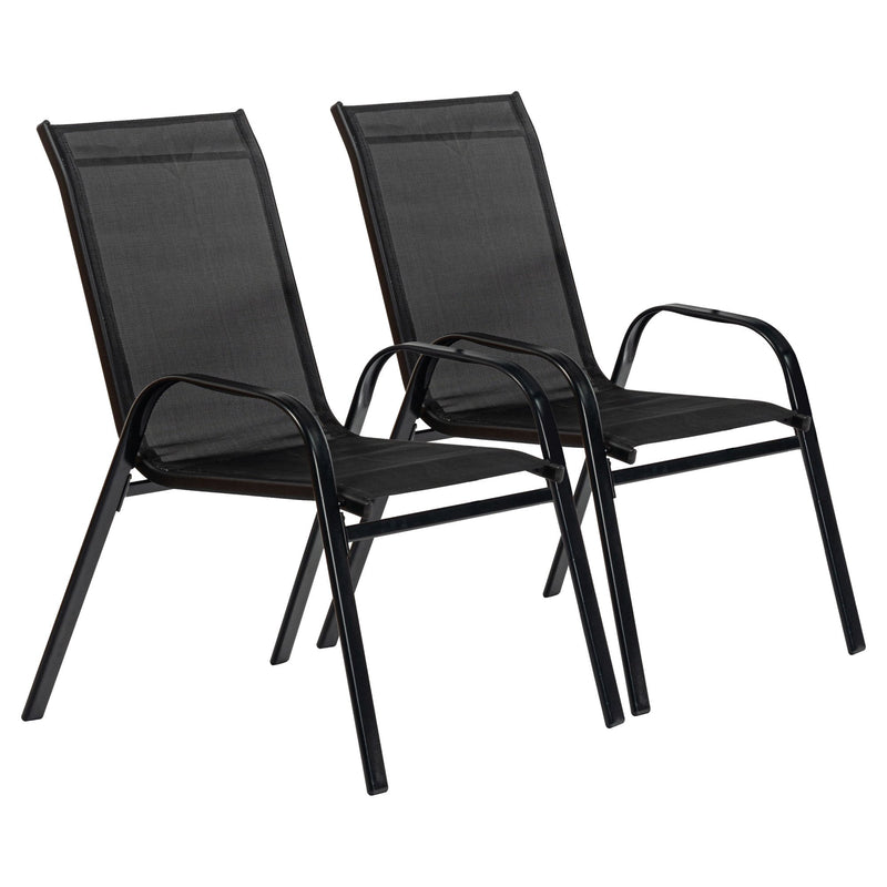 Harbour Housewares 2 Piece Texteline Canvas Garden Chair Set - Black