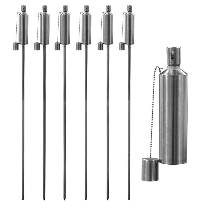 1.46m Metal Round Fire Torches - Pack of Six - By Harbour Housewares