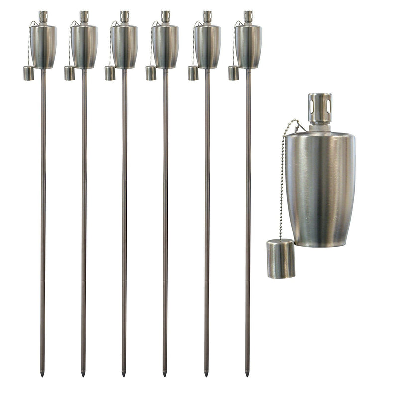1.46m Metal Barrel Garden Torches - Pack of Six - By Harbour Housewares