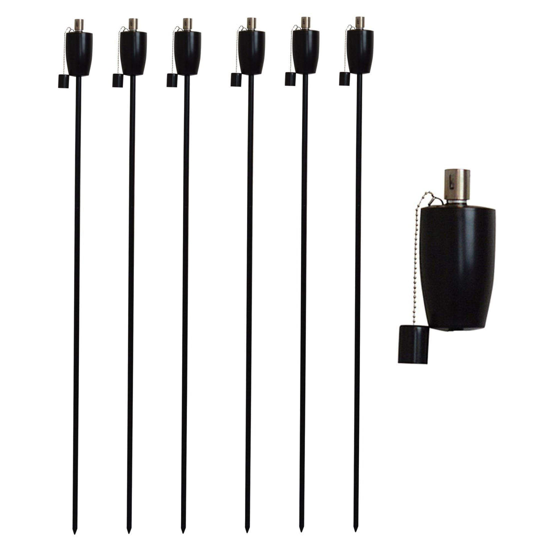 Black 1.46m Stainless Steel Barrel Garden Torches - Pack of 6