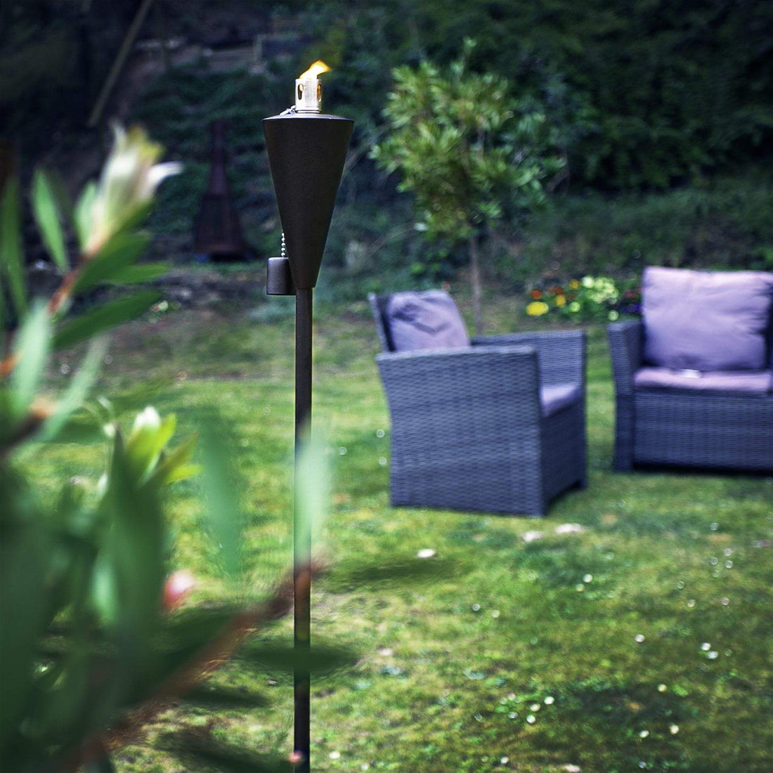 Black 1.46m Stainless Steel Cone Garden Torches - Pack of 6