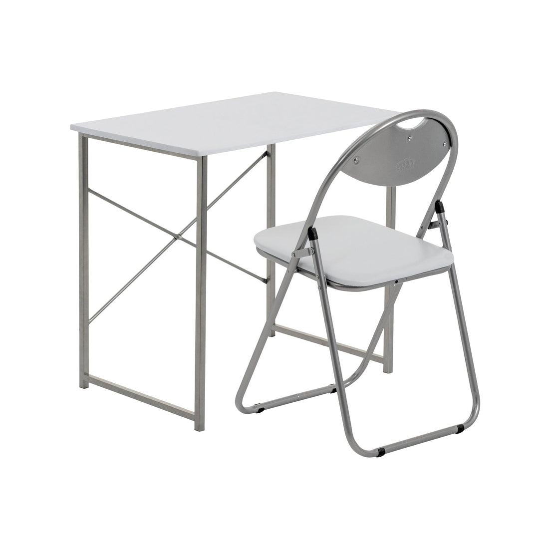 2-Piece Industrial Office Desk &amp; Chair Set - White
