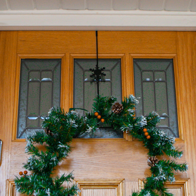 40cm Black Metal Snowflake Christmas Wreath Door Hanger - By Harbour Housewares