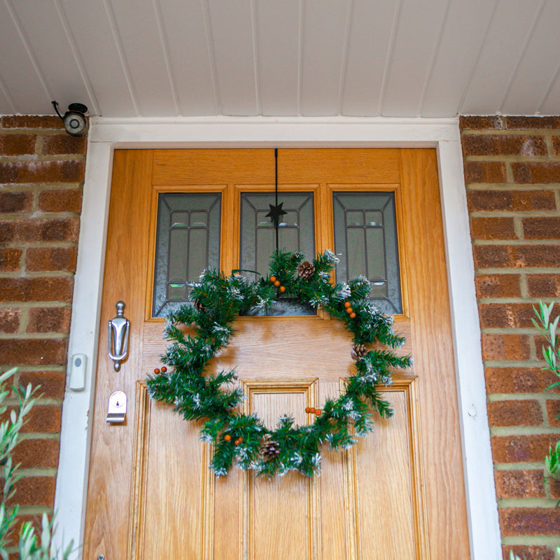 40cm Black Metal Star Christmas Wreath Door Hanger - By Harbour Housewares