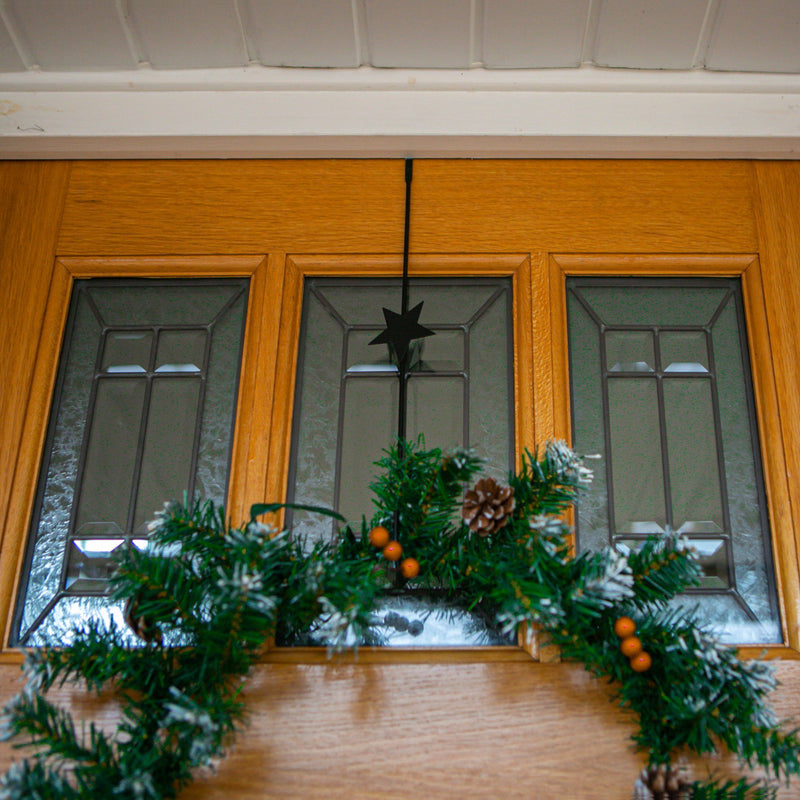 40cm Black Metal Star Christmas Wreath Door Hanger - By Harbour Housewares