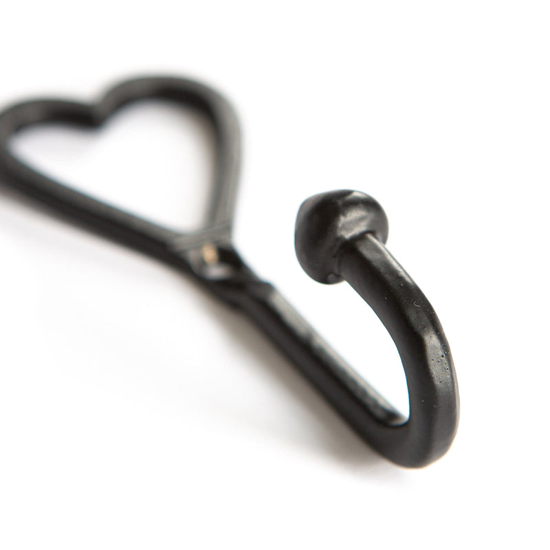 40mm x 100mm Black Single Heart Hook - By Hammer & Tongs