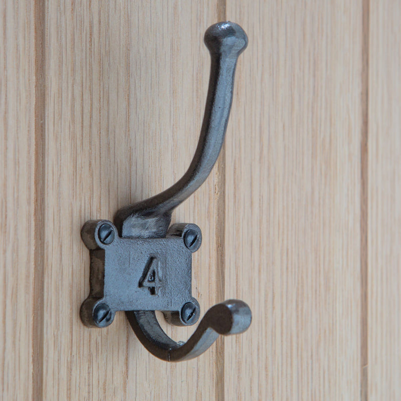 50mm x 115mm Grey Number 4 Hat & Coat Hook - By Hammer & Tongs