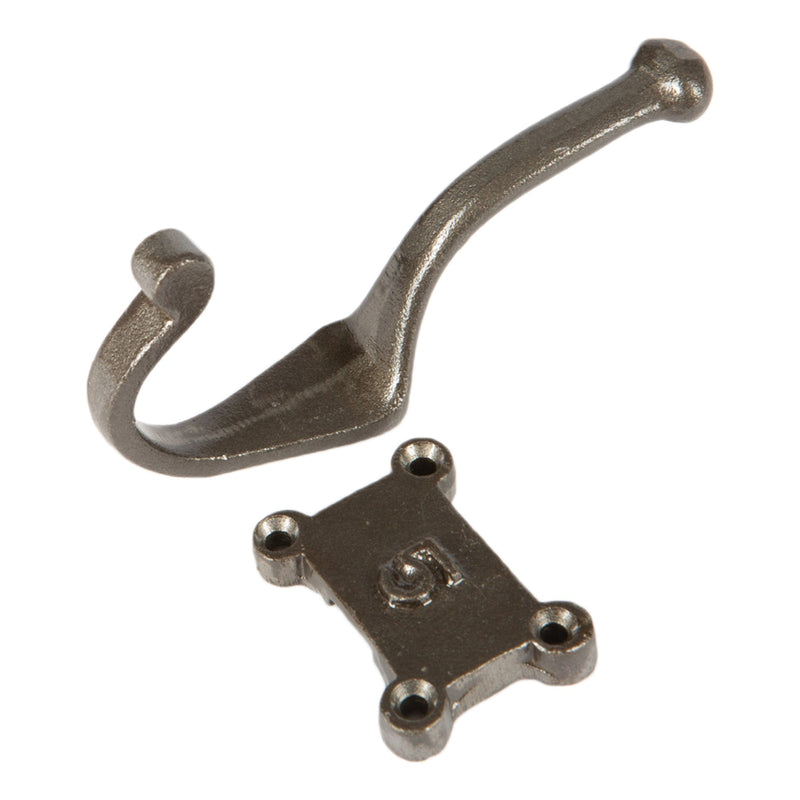 50mm x 115mm Grey Number 5 Hat & Coat Hook - By Hammer & Tongs
