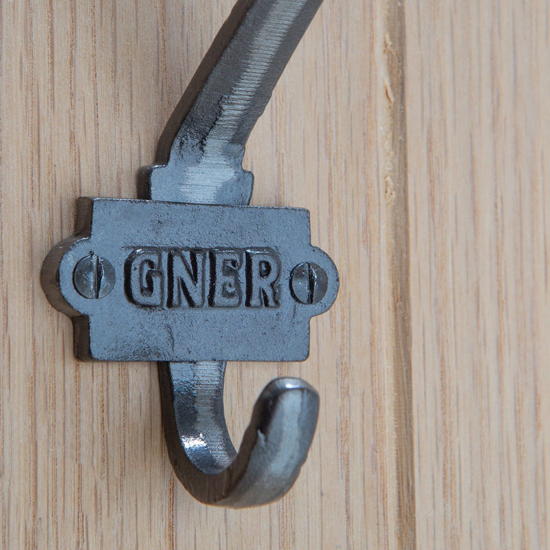 53mm x 101mm Grey Great North of England Railway Double Wall Hook - By Hammer & Tongs