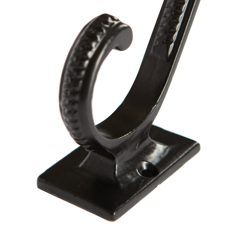 35mm x 100mm Black Square Back Scroll Hat & Coat Hook - By Hammer & Tongs