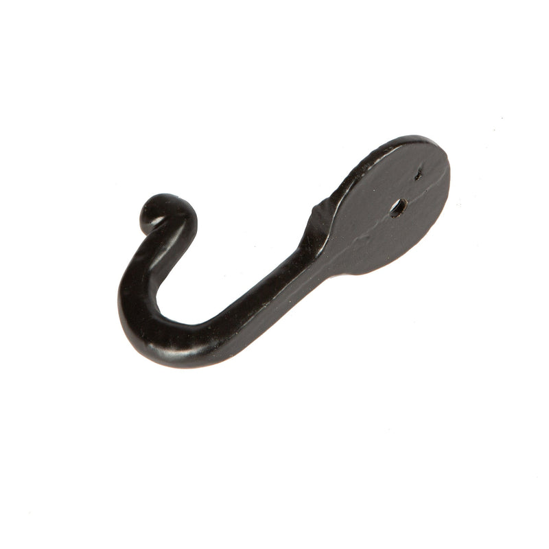 30mm x 65mm Black Hammered Round Plate Single Hook - By Hammer & Tongs