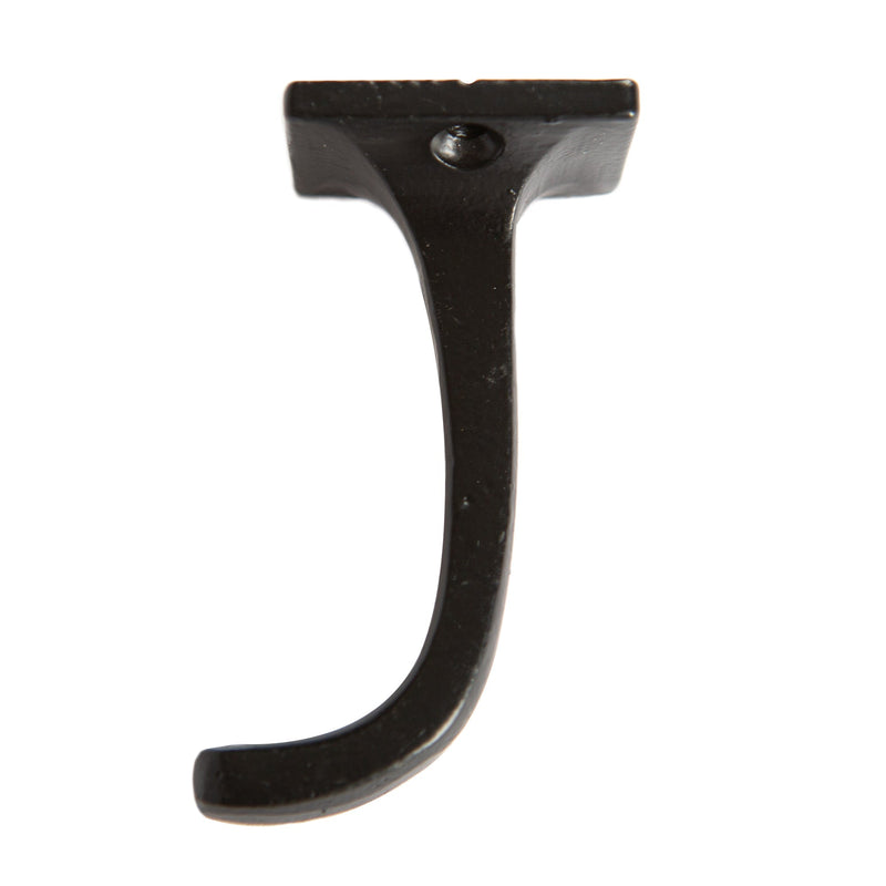 30mm x 45mm Black Square Back Curved Hook - By Hammer & Tongs