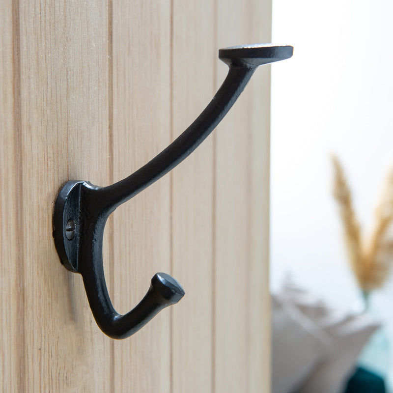 35mm x 115mm Black Bowler and Coat Hook - By Hammer & Tongs