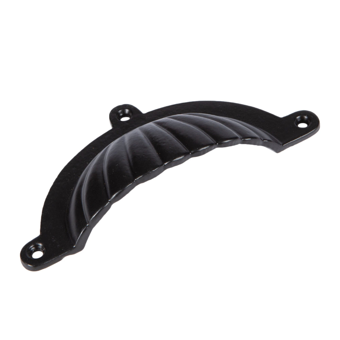 Black 130mm x 60mm Fluted Iron Cabinet Cup Handle