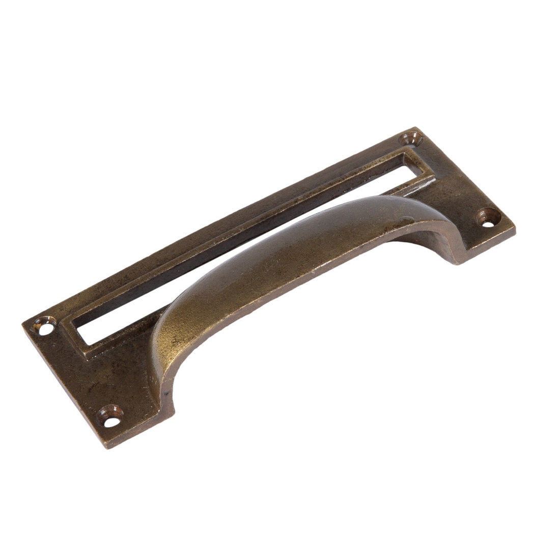 Brass 130mm x 50mm Iron Filing Cabinet Cup Handle with Card Frame