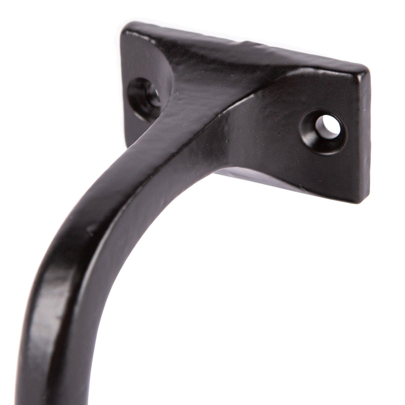 75mm x 85mm Black Wrought Iron Handrail Bracket - By Hammer & Tongs