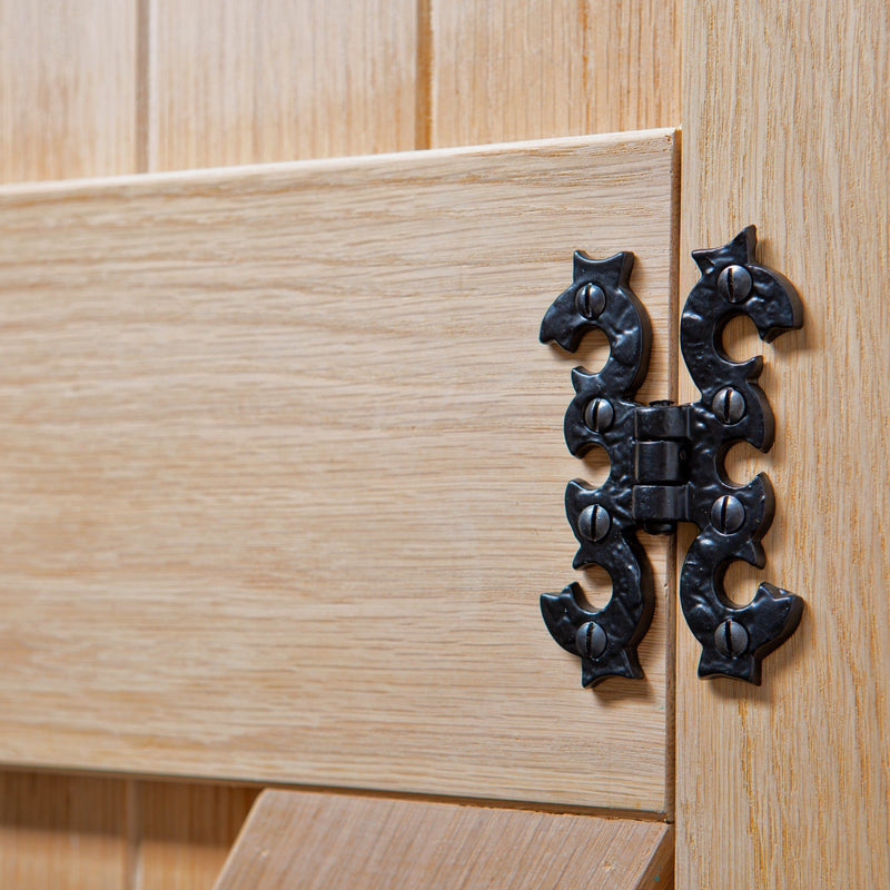 95mm Black Ornate Cabinet Hinge - By Hammer & Tongs