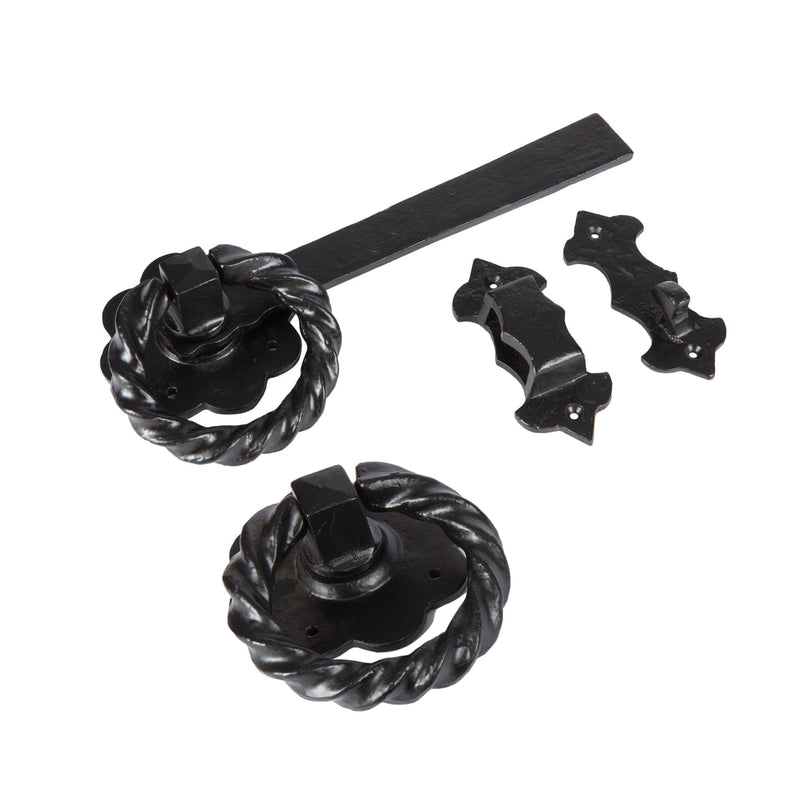 285mm Black Rose Ring Gate Latch - By Hammer & Tongs