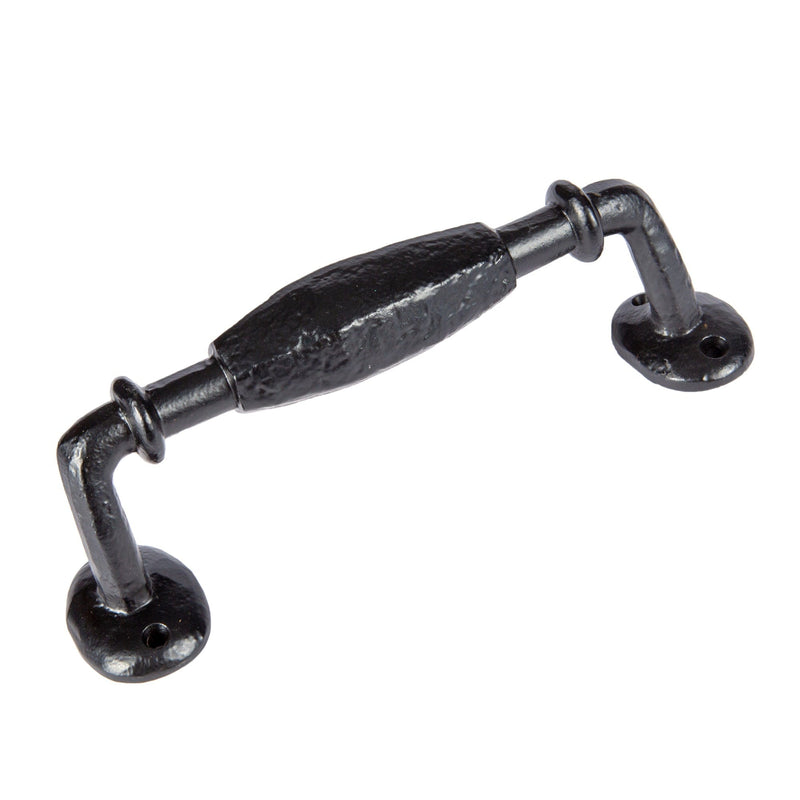 300mm Black Offset Wrought Iron Door Handle - By Hammer & Tongs