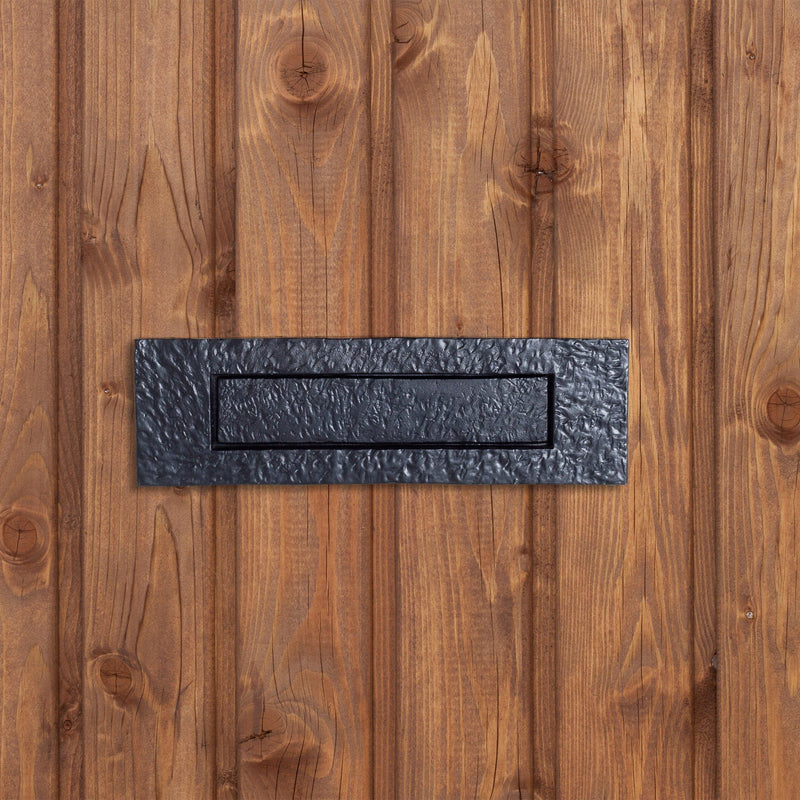 340mm x 100mm Black Rustic Letter Plate - By Hammer & Tongs