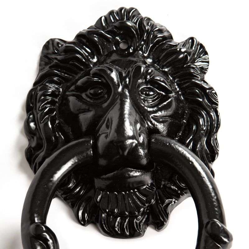 150mm Black Lion Head Door Knocker - By Hammer & Tongs