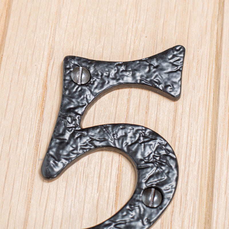 80mm Grey Rustic Iron House Number 5 - By Hammer & Tongs