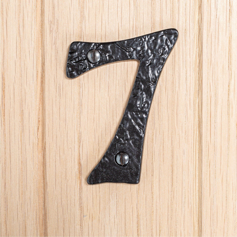 80mm Black Rustic Iron House Number 7 - By Hammer & Tongs