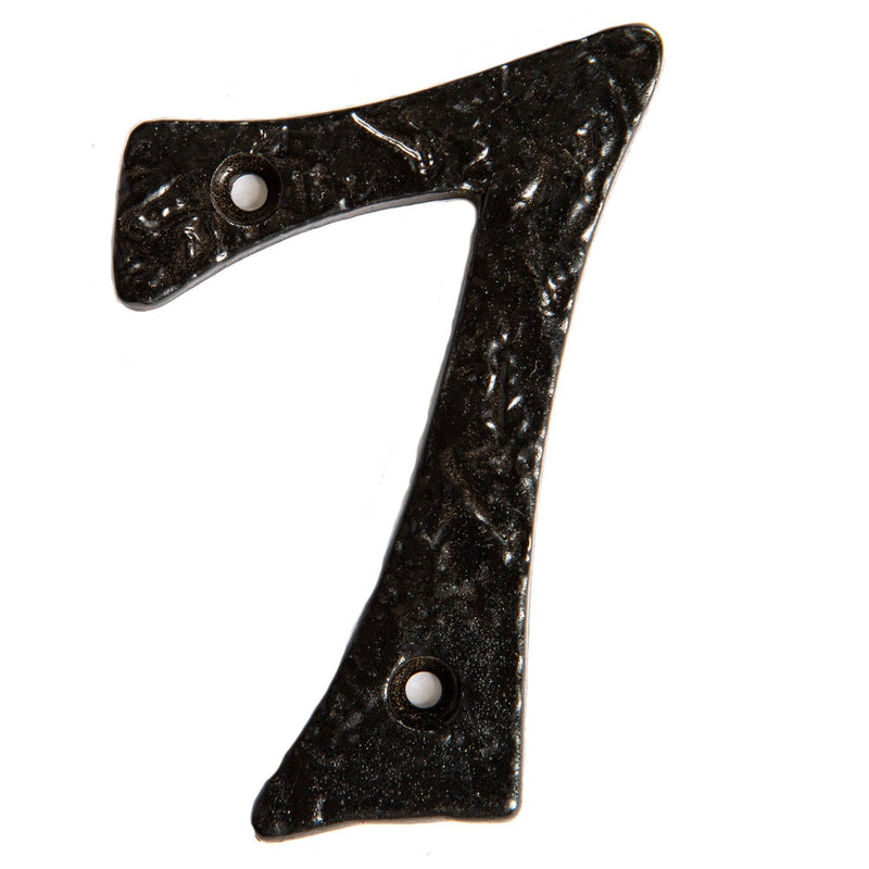 80mm Black Rustic Iron House Number 7 - By Hammer & Tongs