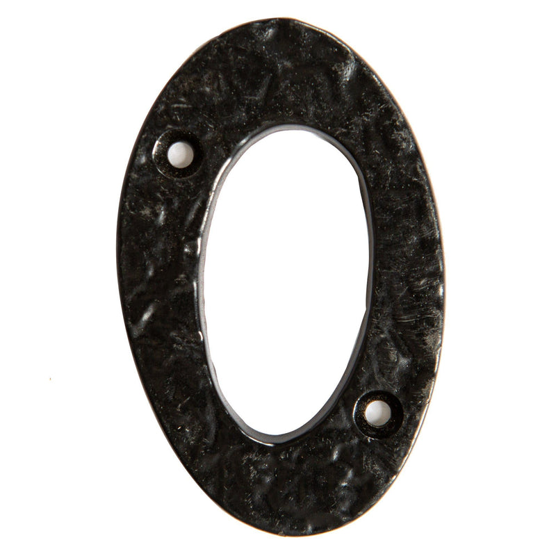80mm Black Rustic Iron House Number 0 - By Hammer & Tongs