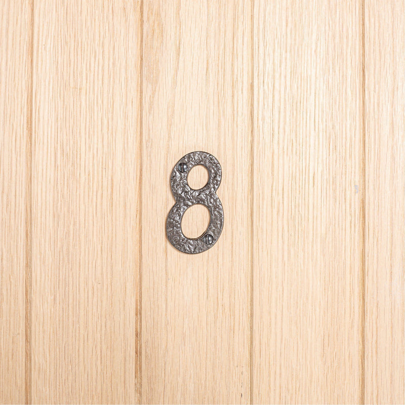 80mm Grey Rustic Iron House Number 8 - By Hammer & Tongs