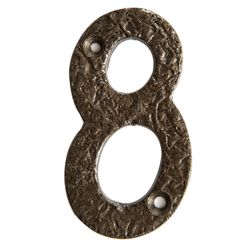 80mm Grey Rustic Iron House Number 8 - By Hammer & Tongs