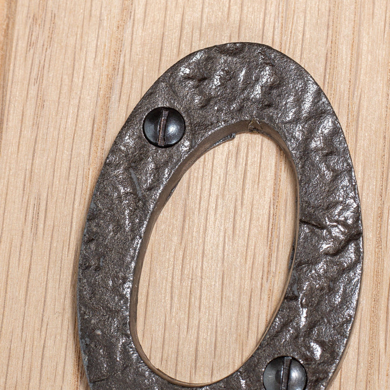 80mm Grey Rustic Iron House Number 0 - By Hammer & Tongs