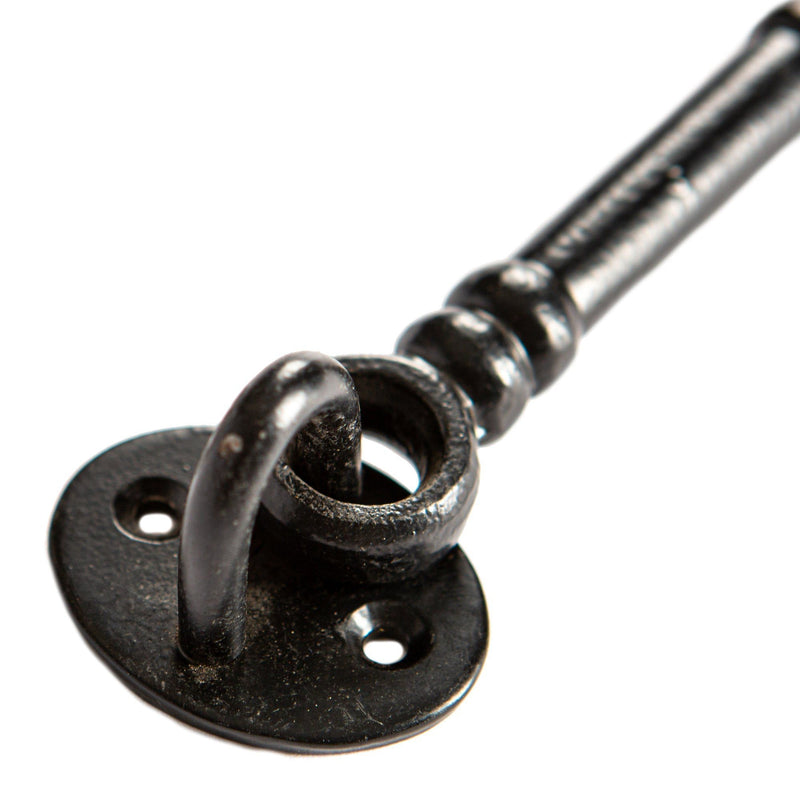 225mm Black Ornate Cabin Hook and Eye - By Hammer & Tongs