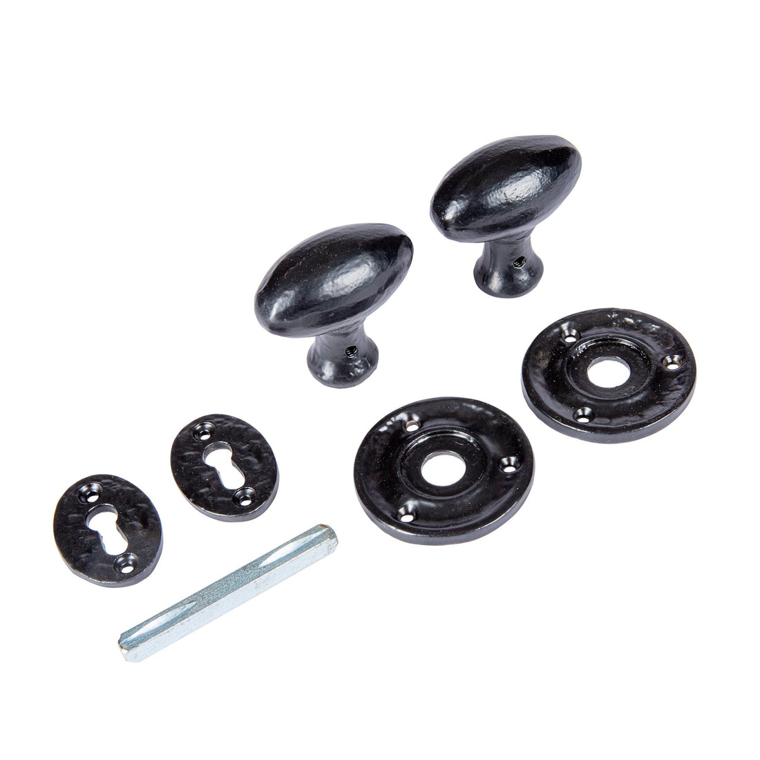 Black 60mm Oval Iron Rim &amp; Mortice Door Knob