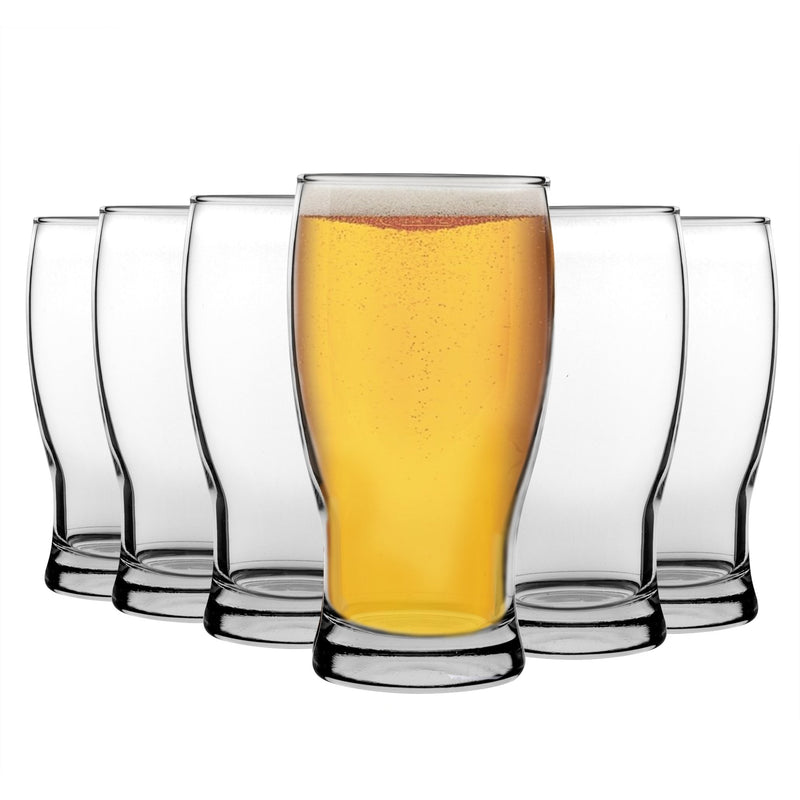 LAV 6 Piece Belek Tulip Pint Beer Glass - Clear - 580ml