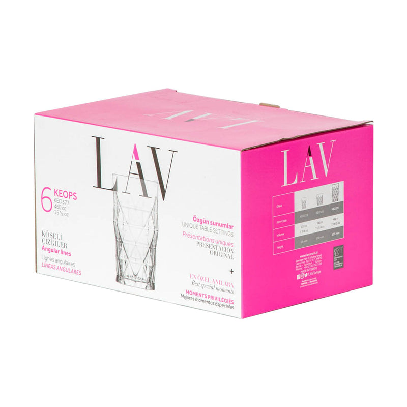 460ml Keops Highball Glasses - Pack of Six - By LAV