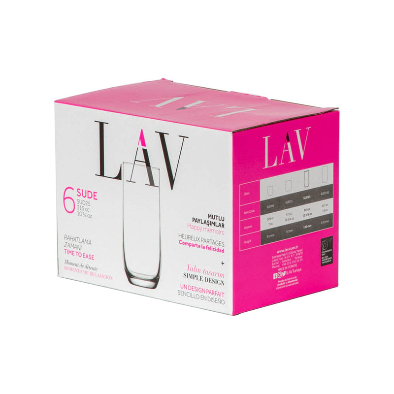 315ml Sude Highball Glasses - Pack of Six - By LAV
