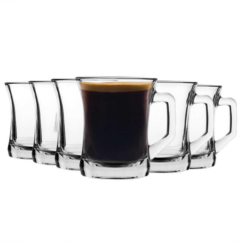 LAV 6 Piece Zen+ Glass Coffee Mug Set - Clear - 225ml
