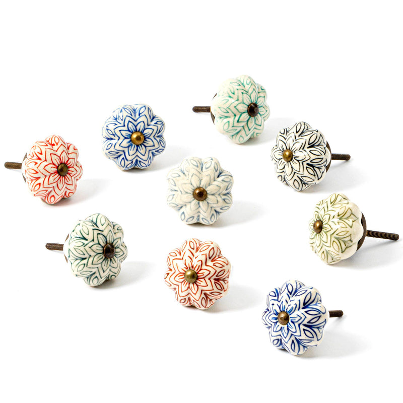 Nicola Spring Floral Ceramic Cabinet Knobs - 9 Colours