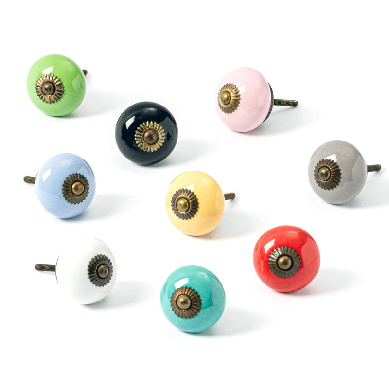 Nicola Spring Round Ceramic Cabinet Knobs - 9 Colours
