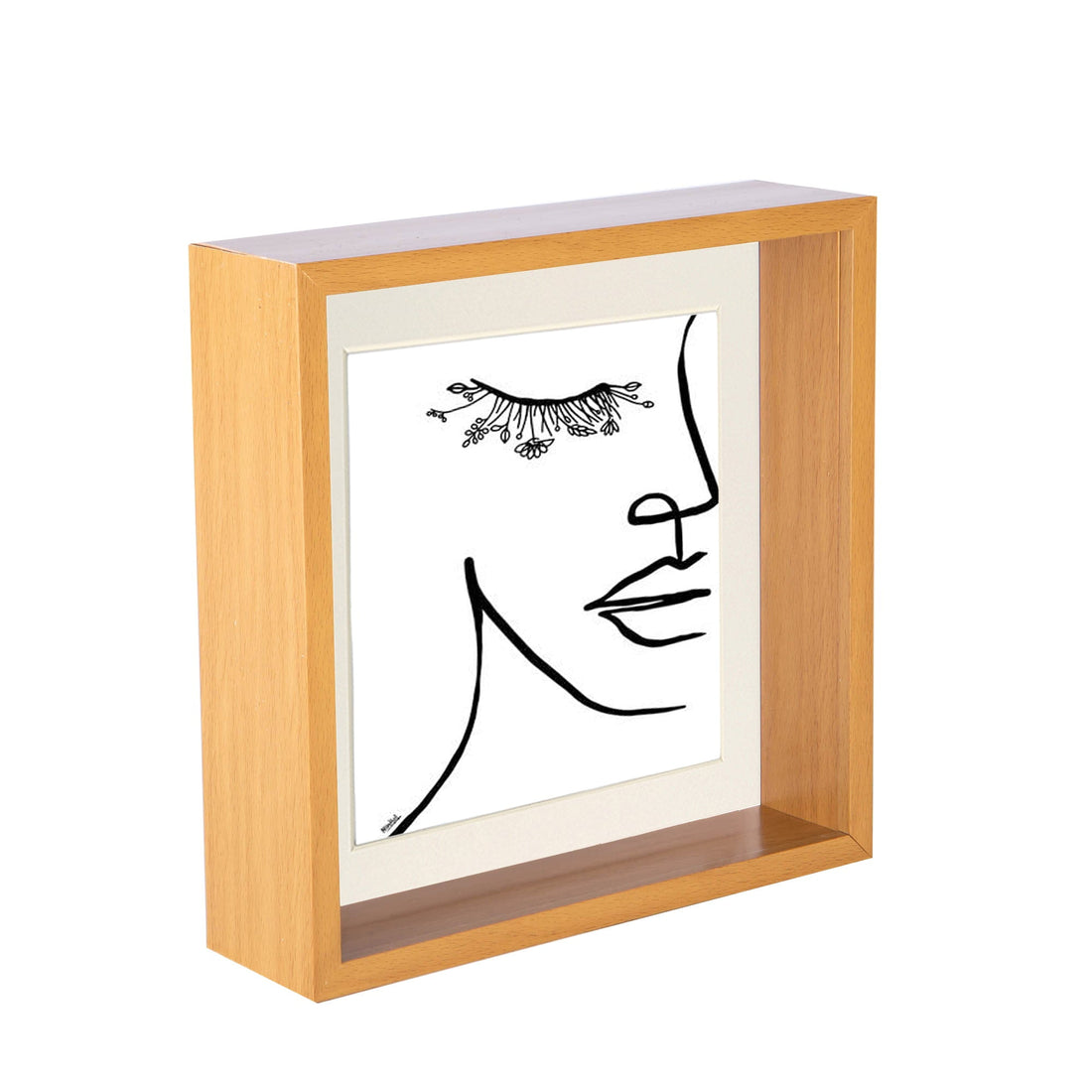 Light Wood 8" x 8" Deep Shadow Box Photo Frame with 6" x 6" Ivory Mount