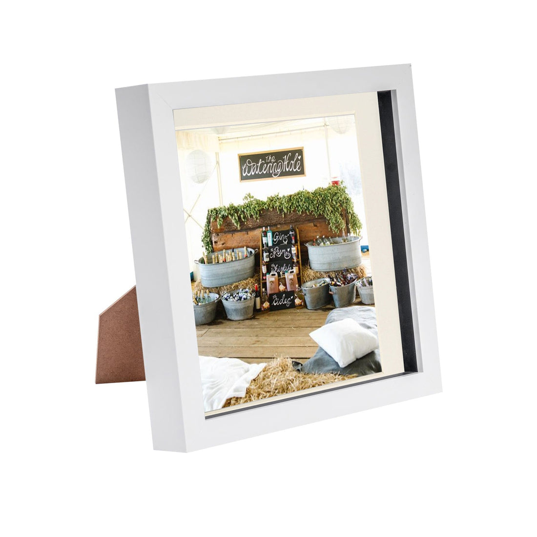 White 8" x 8" Shadow Box Photo Frame with 6" x 6" Ivory Mount