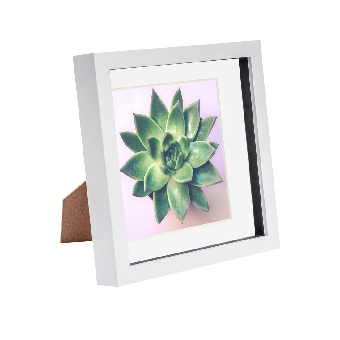 White 8" x 8" Shadow Box Photo Frame with 6" x 6" White Mount