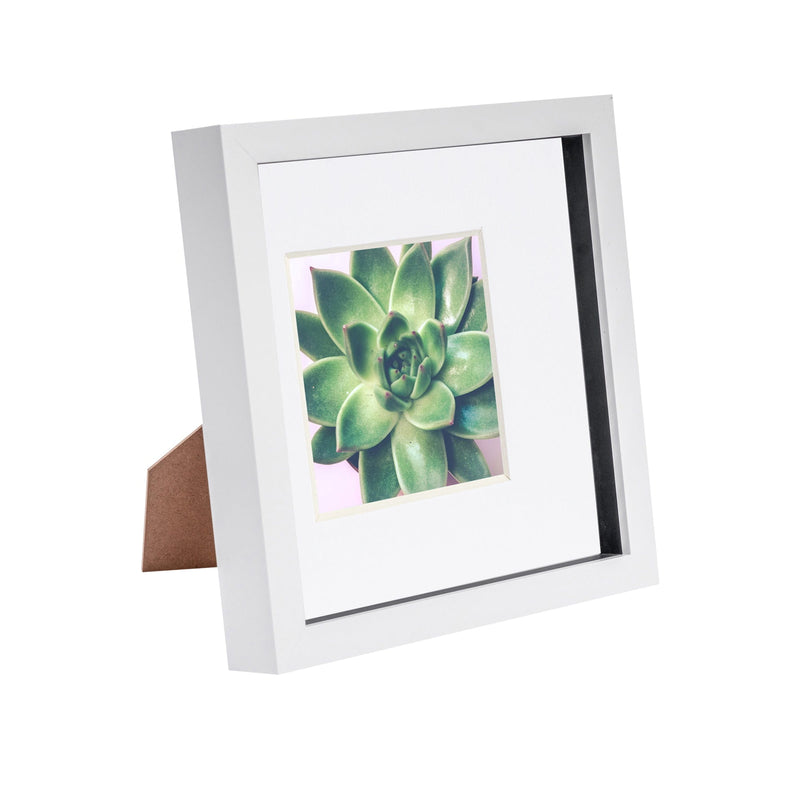 8" x 8" White 3D Box Photo Frame - with 4" x 4" Mount - By Nicola Spring