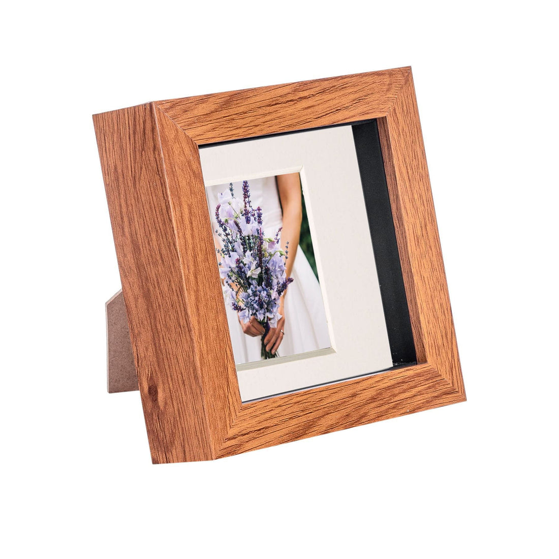 Dark Wood 4" x 4" Shadow Box Photo Frame with 2" x 2" Ivory Mount