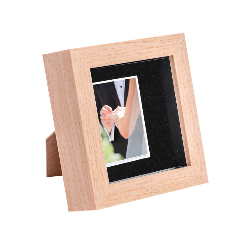 4" x 4" Light Wood 3D Box Photo Frame - with 2" x 2" Mount - By Nicola Spring