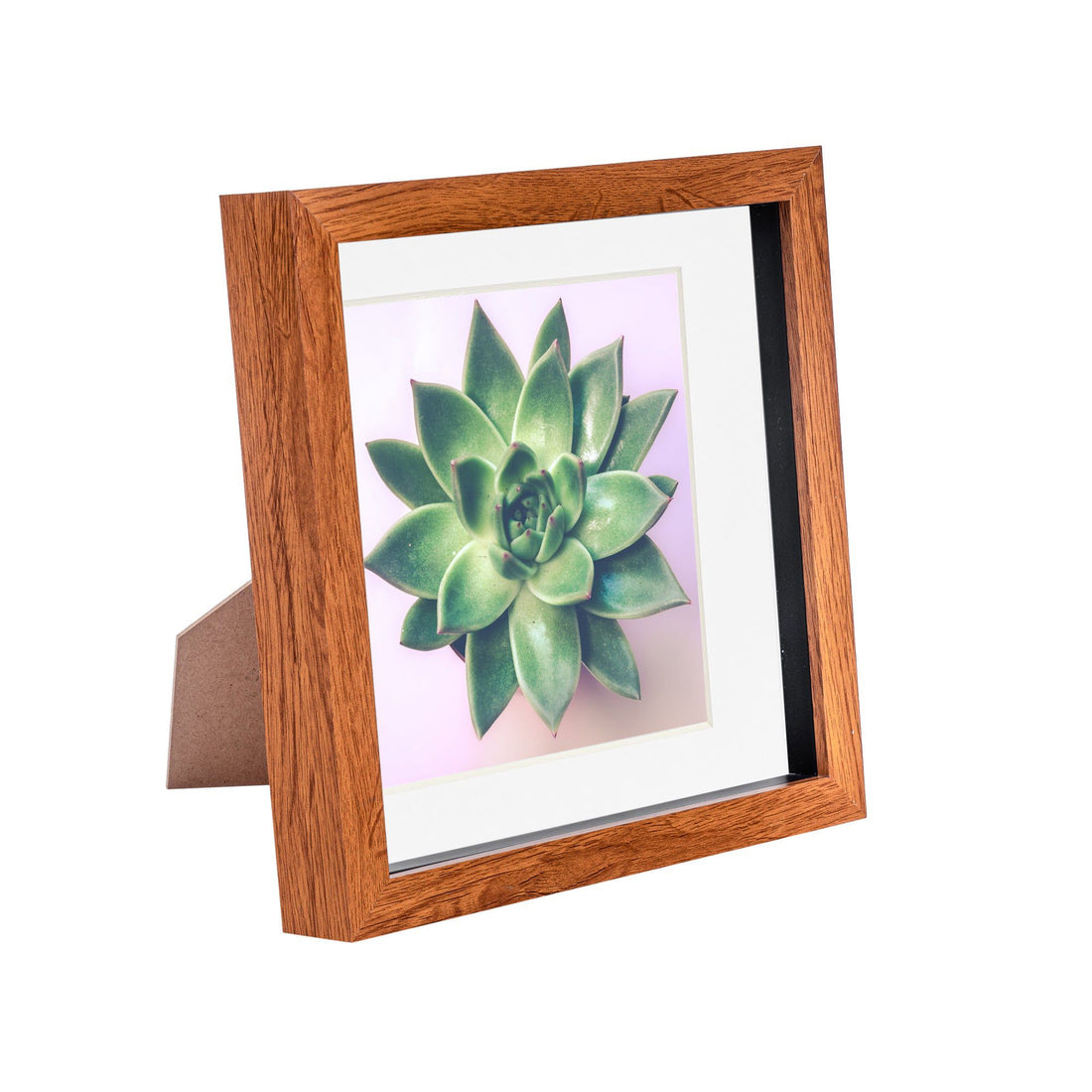 Dark Wood 8" x 8" Shadow Box Photo Frame with 6" x 6" White Mount