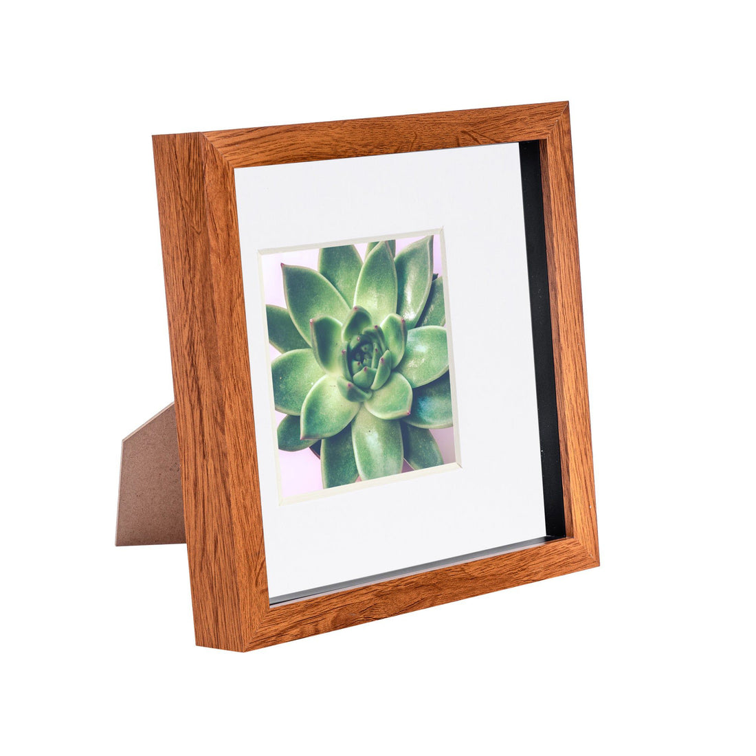 Dark Wood 8" x 8" Shadow Box Photo Frame with 4" x 4" White Mount