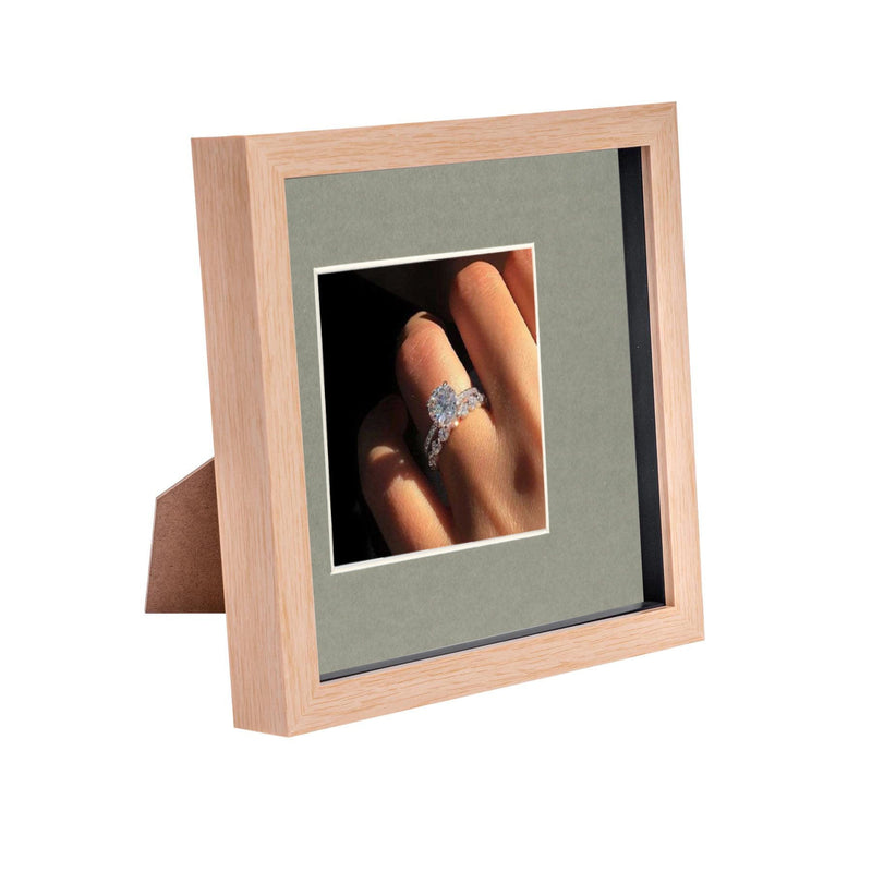 8" x 8" Light Wood 3D Box Photo Frame - with 4" x 4" Mount - By Nicola Spring