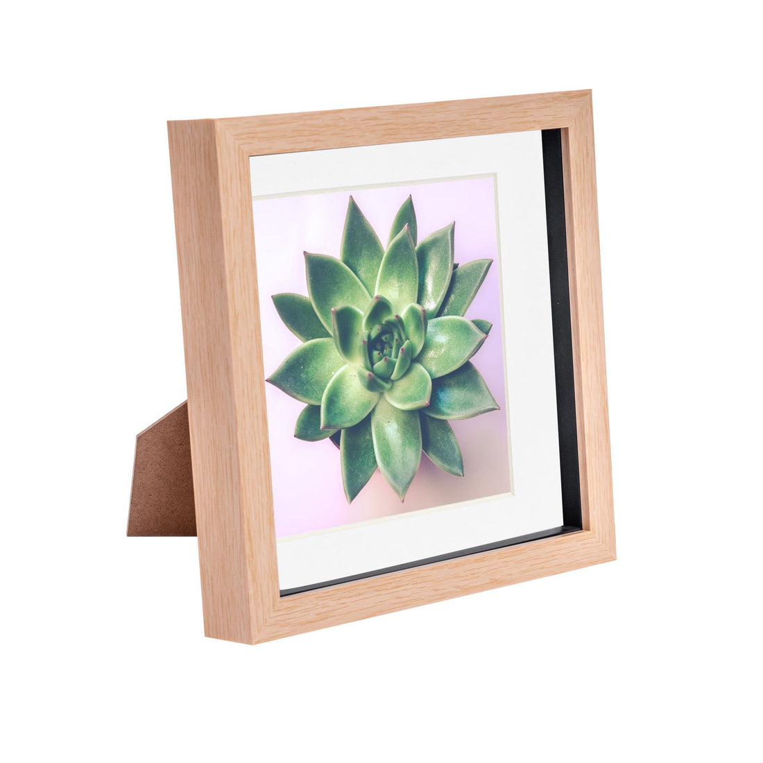 Light Wood 8" x 8" Shadow Box Photo Frame with 6" x 6" White Mount